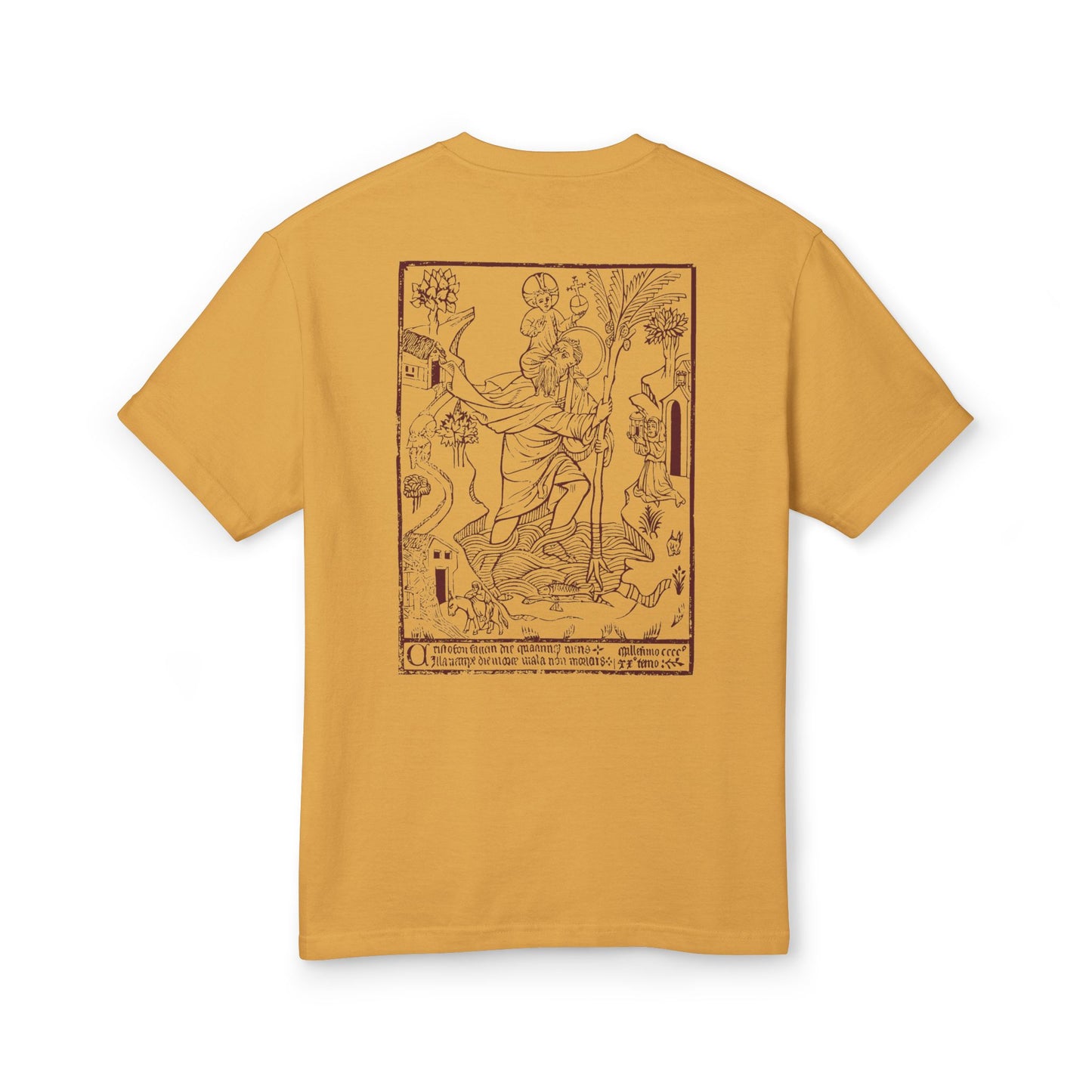 St. Christopher – Protector of Travelers Woodcut T-Shirt