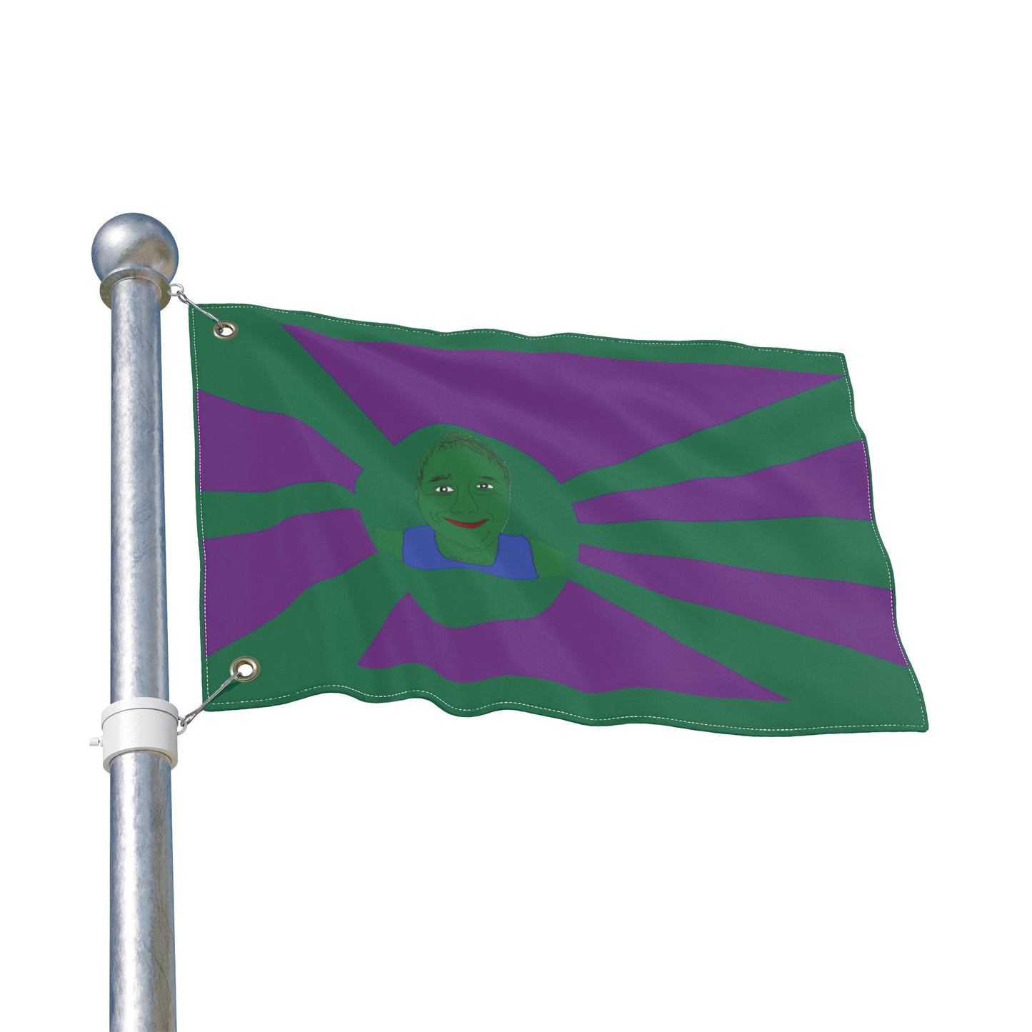 Green Smile Sunburst Flag — Double-Sided Decorative Outdoor Banner