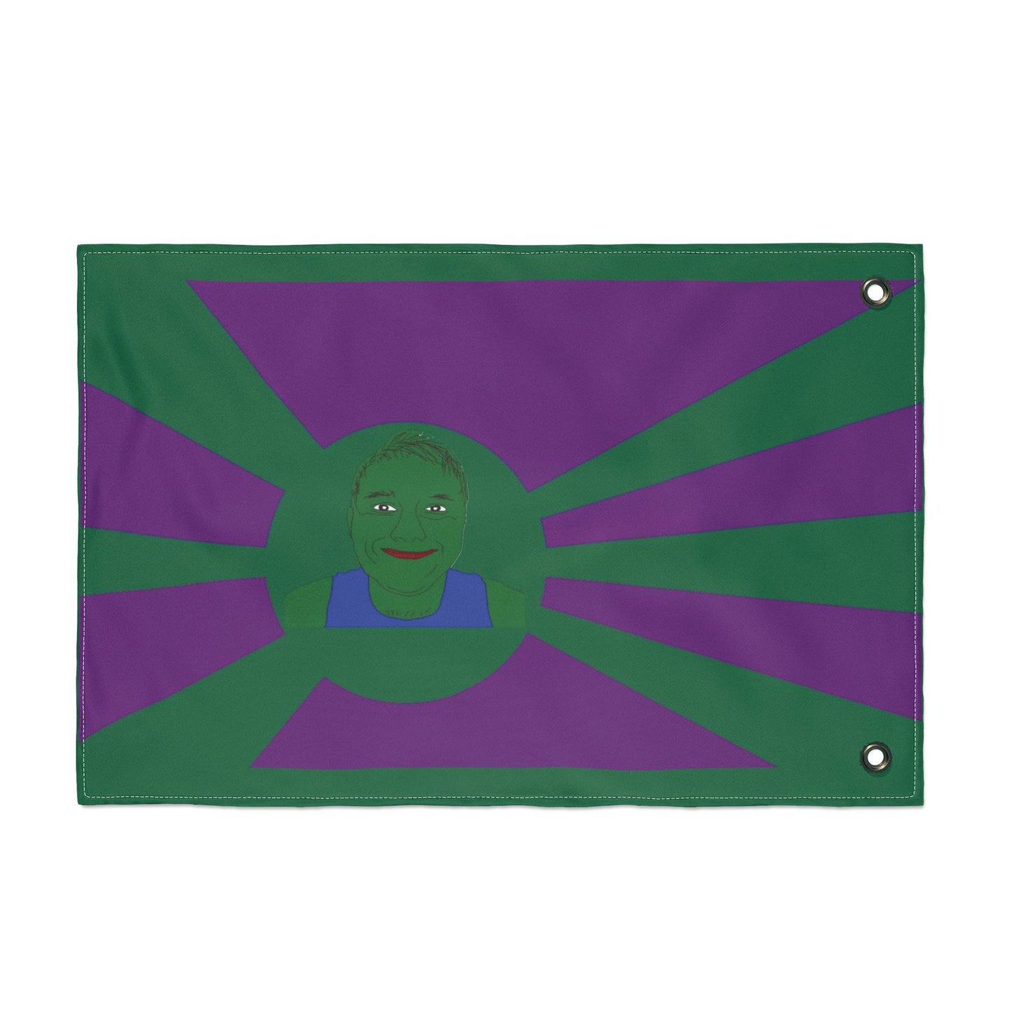 Green Smile Sunburst Flag — Double-Sided Decorative Outdoor Banner