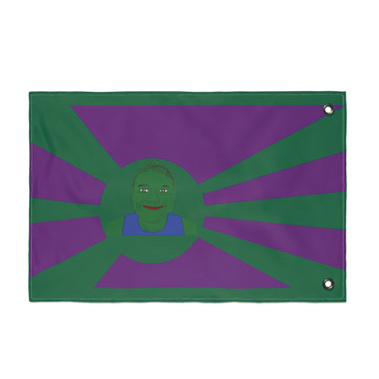 Green Smile Sunburst Flag — Double-Sided Decorative Outdoor Banner