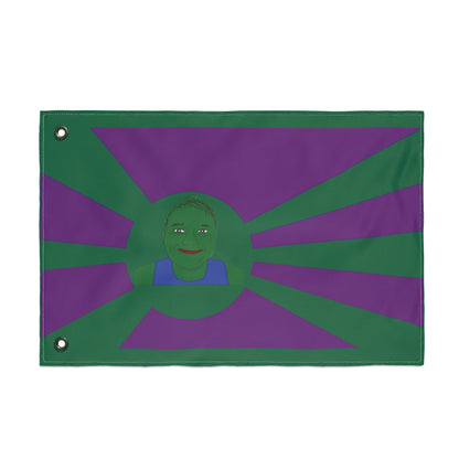 Green Smile Sunburst Flag — Double-Sided Decorative Outdoor Banner