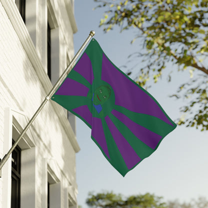 Green Smile Sunburst Flag — Double-Sided Decorative Outdoor Banner