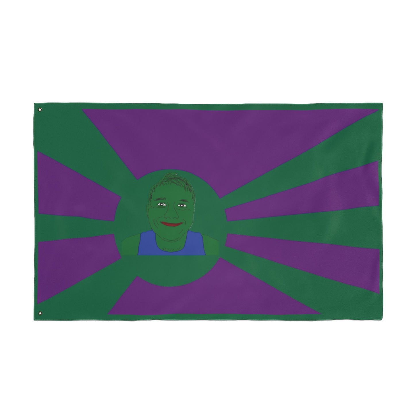 Green Smile Sunburst Flag — Double-Sided Decorative Outdoor Banner