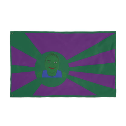 Green Smile Sunburst Flag — Double-Sided Decorative Outdoor Banner
