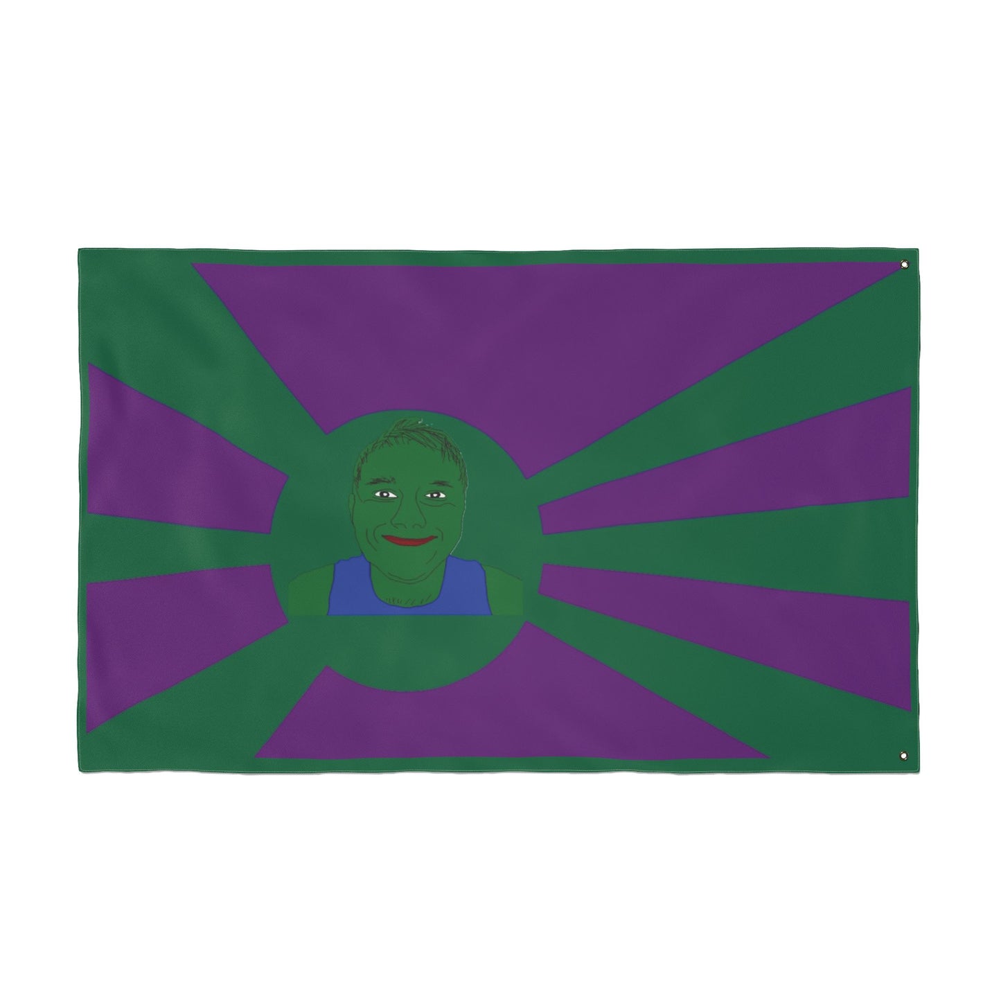 Green Smile Sunburst Flag — Double-Sided Decorative Outdoor Banner